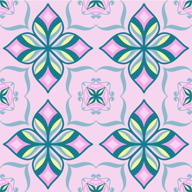 Diseño de patrones sin fisuras de azulejos con fondo de motivos coloridos
