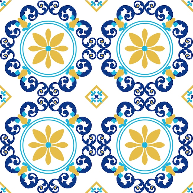 Diseño de patrones sin fisuras de azulejos con fondo de motivos coloridos