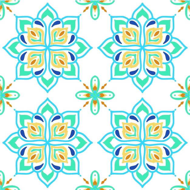 Diseño de patrones sin fisuras de azulejos con fondo de motivos coloridos