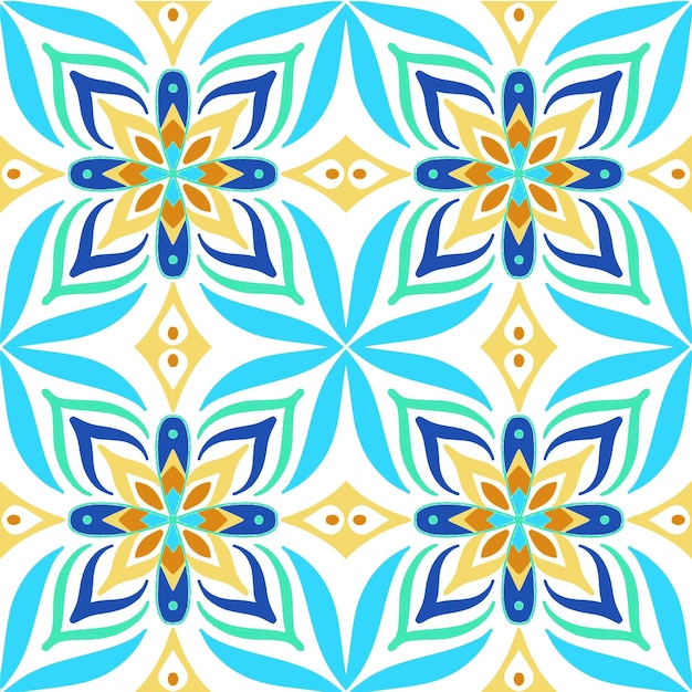 Diseño de patrones sin fisuras de azulejos con fondo de motivos coloridos