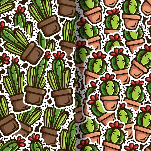 Vector diseño de patrones sin fisuras de cactus doodle vector