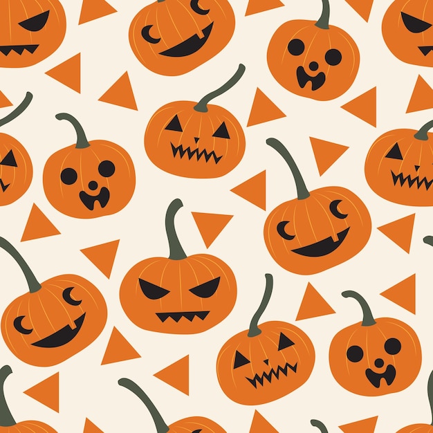 Diseño de patrones sin fisuras de calabazas de Halloween de miedo