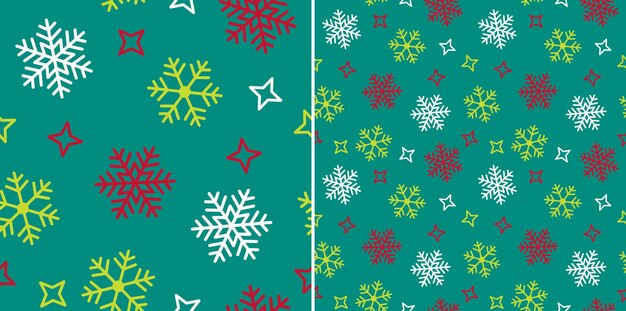 Diseño de patrones sin fisuras de elementos navideños con diseño de copo de nieve