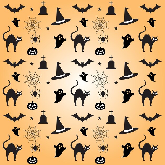 Diseño de patrones sin fisuras del festival de Halloween con tela de araña de calabaza fantasma Fondo de Halloween