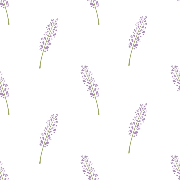 Vector diseño de patrones sin fisuras de flor de lavanda simple