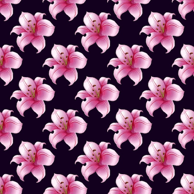 Diseño de patrones sin fisuras de flor de lirio rosa