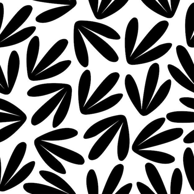 Diseño de patrones sin fisuras de flor negra dibujada a mano