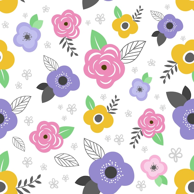 Diseño de patrones sin fisuras florales de flores coloridas