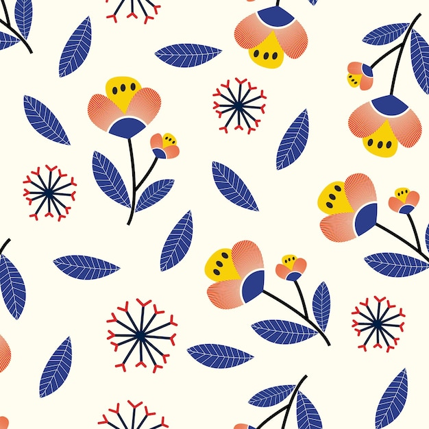 Diseño de patrones sin fisuras florales sobre fondo de arte de tela