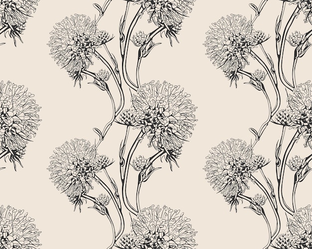 Diseño de patrones sin fisuras florales para tela o papel tapiz estampado Flor vector textil decoración Naturaleza fondo