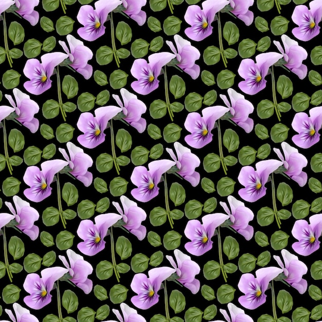 Diseño de patrones sin fisuras de flores y ramas y hojas de orquídeas con fondo negro