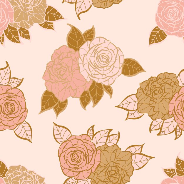 Diseño de patrones sin fisuras de flores rosas tropicales modernas. Patrón sin fisuras con flores de primavera