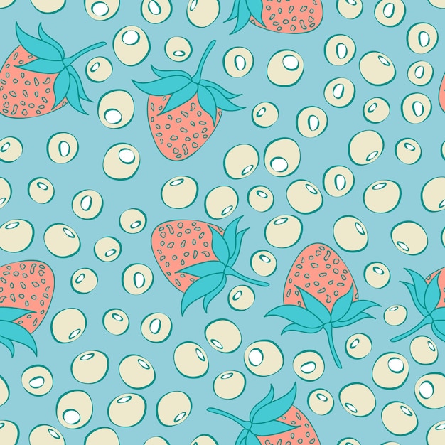 Diseño de patrones sin fisuras de fresas. Hermoso fondo de bayas tropicales. Frutas tropicales