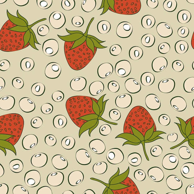 Vector diseño de patrones sin fisuras de fresas. hermoso fondo de bayas tropicales. frutas tropicales