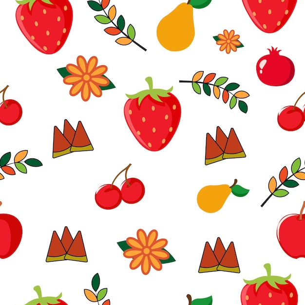 Vector diseño de patrones sin fisuras de frutas vectoriales