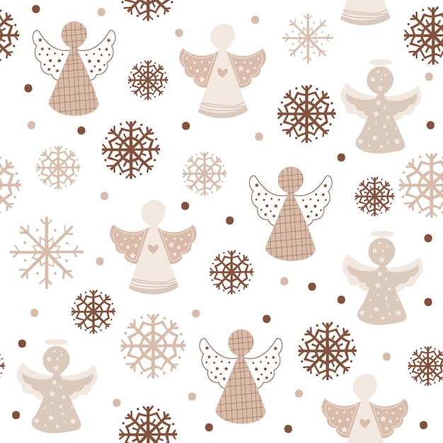 Diseño de patrones sin fisuras de Navidad con ángeles. Ilustración vectorial.