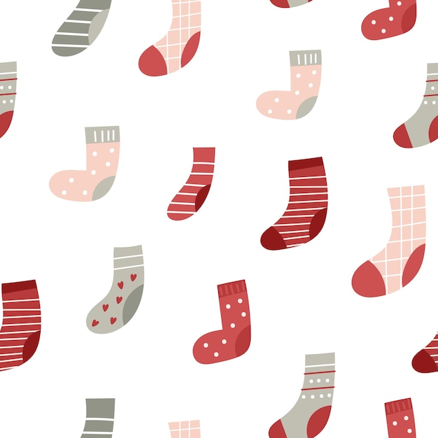 Diseño de patrones sin fisuras de navidad con calcetines ilustración vectorial