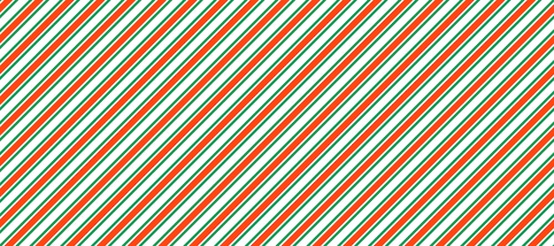 Diseño de patrones sin fisuras de Navidad rojo y verde Fondo de rayas diagonales de bastón de caramelo Repetición