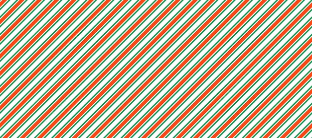 Diseño de patrones sin fisuras de Navidad rojo y verde Fondo de rayas diagonales de bastón de caramelo Repetición