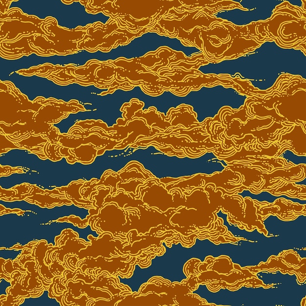 Diseño de patrones sin fisuras de nubes Patrón de cielo Lluvia Nube asiática japonesa de Asia oriental