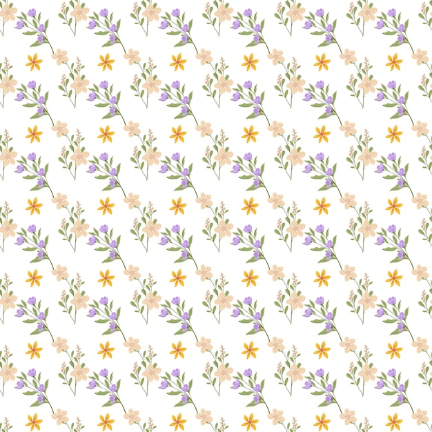 Diseño de patrones de flores pequeñas dibujadas a mano por vector libre