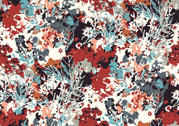 Diseño de patrones de flores de primavera de acuarela colorida