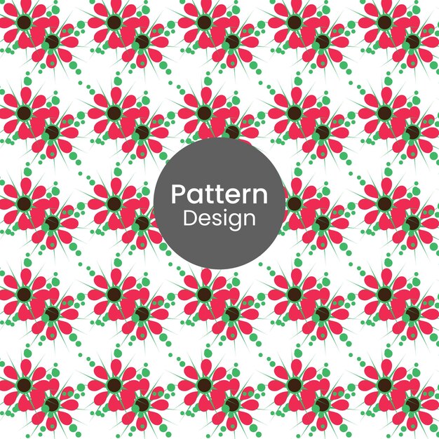 Diseño de patrones con flores rojas sobre un fondo blanco.
