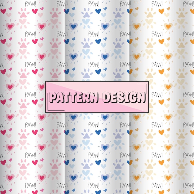 Diseño de patrones en forma de pata de gato y corazón de amor