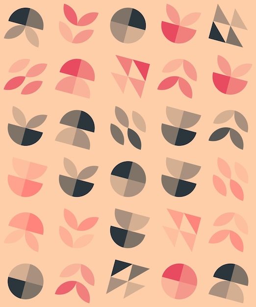 Diseño de patrones de formas geométricas de melocotón profundo vectorial
