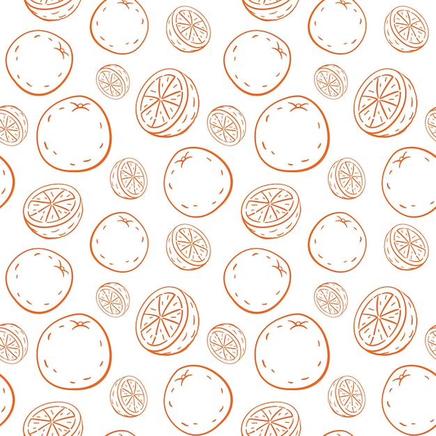 Diseño de patrones de naranja y cítricos dibujados a mano sin costuras