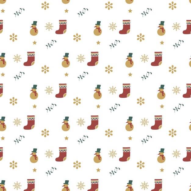 Diseño de patrones de Navidad planos dibujados a mano por vectores libres