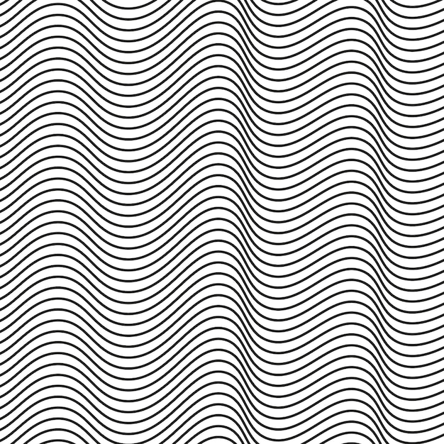 Diseño de patrones ondulados Líneas que fluyen repetidas Textura negra abstracta Ilustración vectorial
