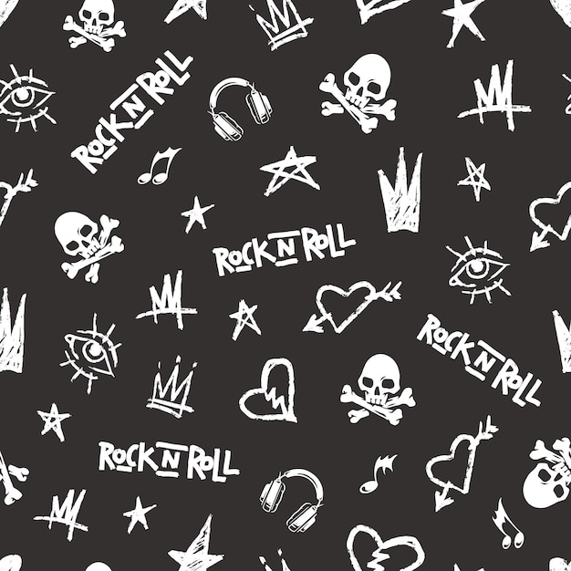 Diseño de patrones con temas de rock and roll con símbolos
