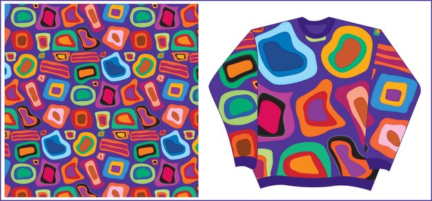 Diseño de patrones textiles multicolores y diseño de patrones de vestidos