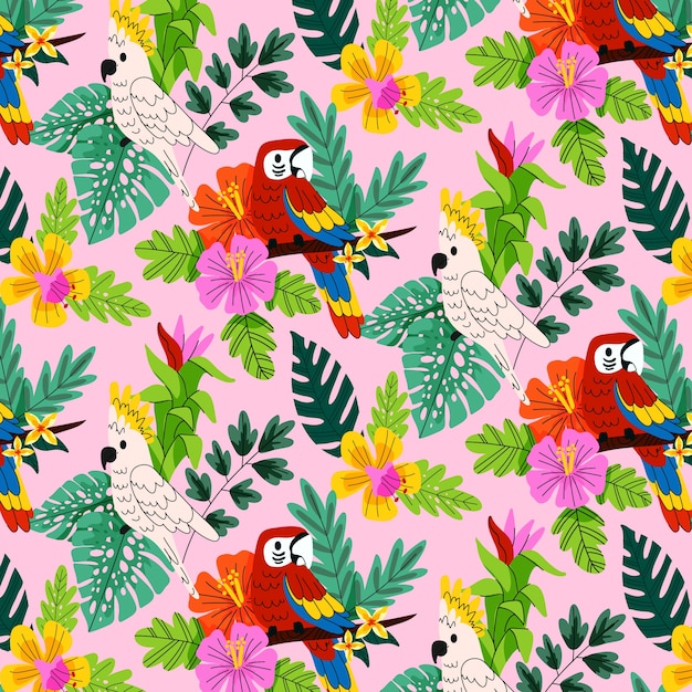 Diseño de patrones tropicales dibujados a mano