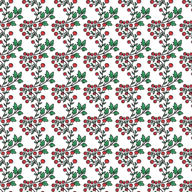 Diseño de patrones vectoriales sin costuras de las bayas de invierno de Navidad