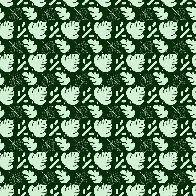 Diseño de patrones vectoriales sin costuras de hojas de monstruos tropicales