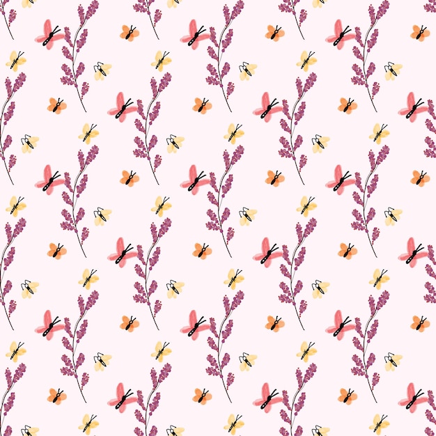 Diseño de patrones vectoriales sin costuras para jardines de mariposas