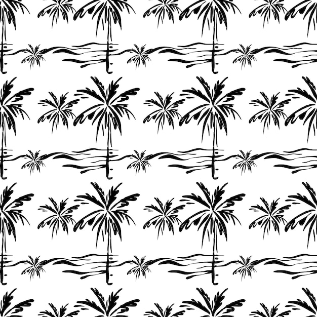 Diseño de patrones vectoriales sin costuras de palmeras