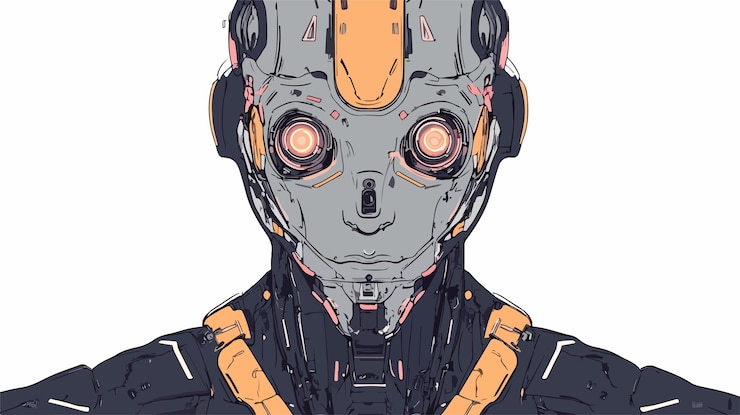 Vector diseño de pecho de rostro robótico para conceptos tecnológicos y entusiastas de la robótica