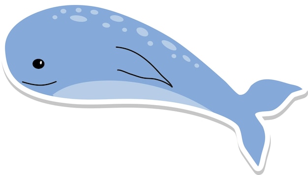 Vector el diseño de la pegatina de la ballena de dibujos animados