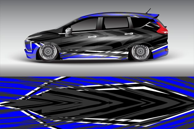 Diseño de pegatina de coche vectorial Diseño de kit de fondo de carreras de línea abstracta gráfica para camper de vehículo