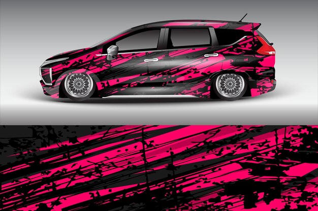 Diseño de pegatina de coche vectorial Diseño de kit de fondo de carreras de línea abstracta gráfica para camper de vehículo