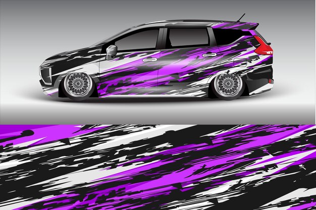 Diseño de pegatina de coche vectorial Diseño de kit de fondo de carreras de línea abstracta gráfica para camper de vehículo