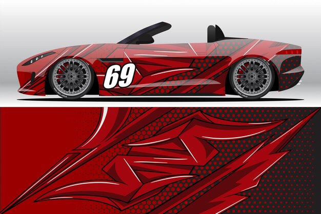 Diseño de pegatina de envoltura de coche de carrera abstracta y fondo deportivo para uso diario librea de carreras o vinilo de coche