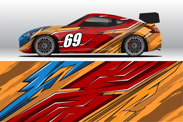 Diseño de pegatina de envoltura de coche de carrera abstracta y fondo deportivo para uso diario librea de carreras o vinilo de coche