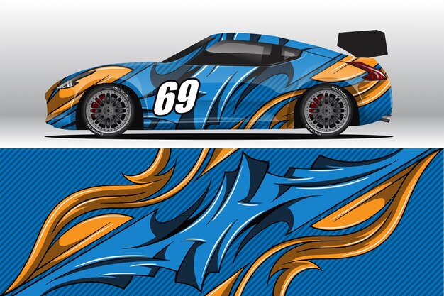 Diseño de pegatina de envoltura de coche de carrera abstracta y fondo deportivo para uso diario librea de carreras o vinilo de coche