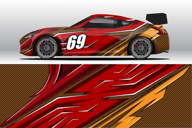 Diseño de pegatina de envoltura de coche de carrera abstracta y fondo deportivo para uso diario librea de carreras o vinilo de coche