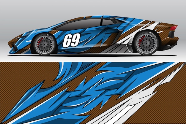 Diseño de pegatina de envoltura de coche de carrera abstracta y fondo deportivo para uso diario librea de carreras o vinilo de coche