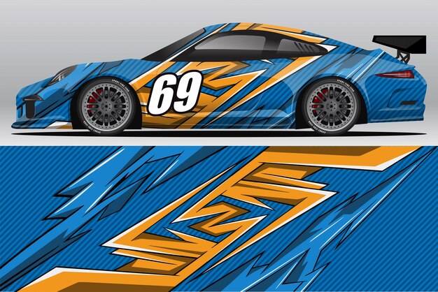 Diseño de pegatina de envoltura de coche de carrera abstracta y fondo deportivo para uso diario librea de carreras o vinilo de coche